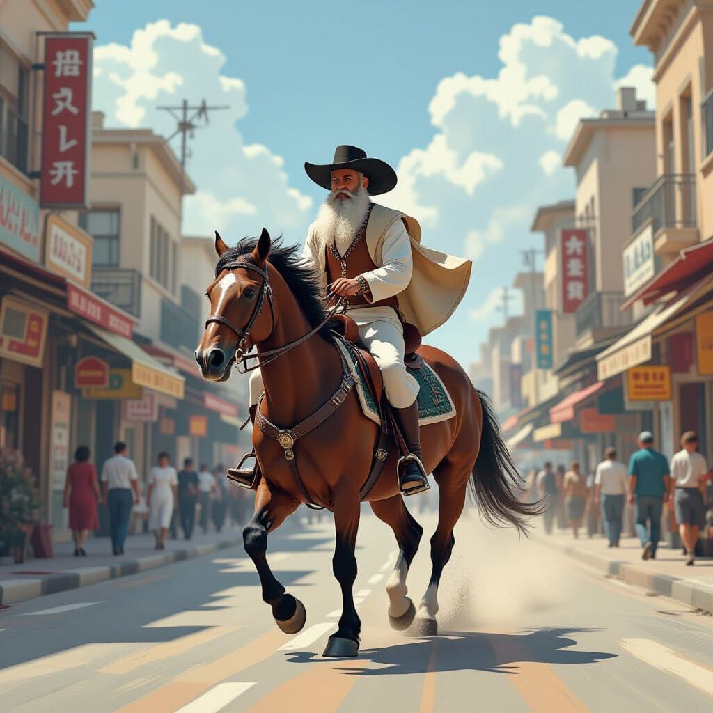 Ultra-Orthodox Rider on Horse in Bnei Brak