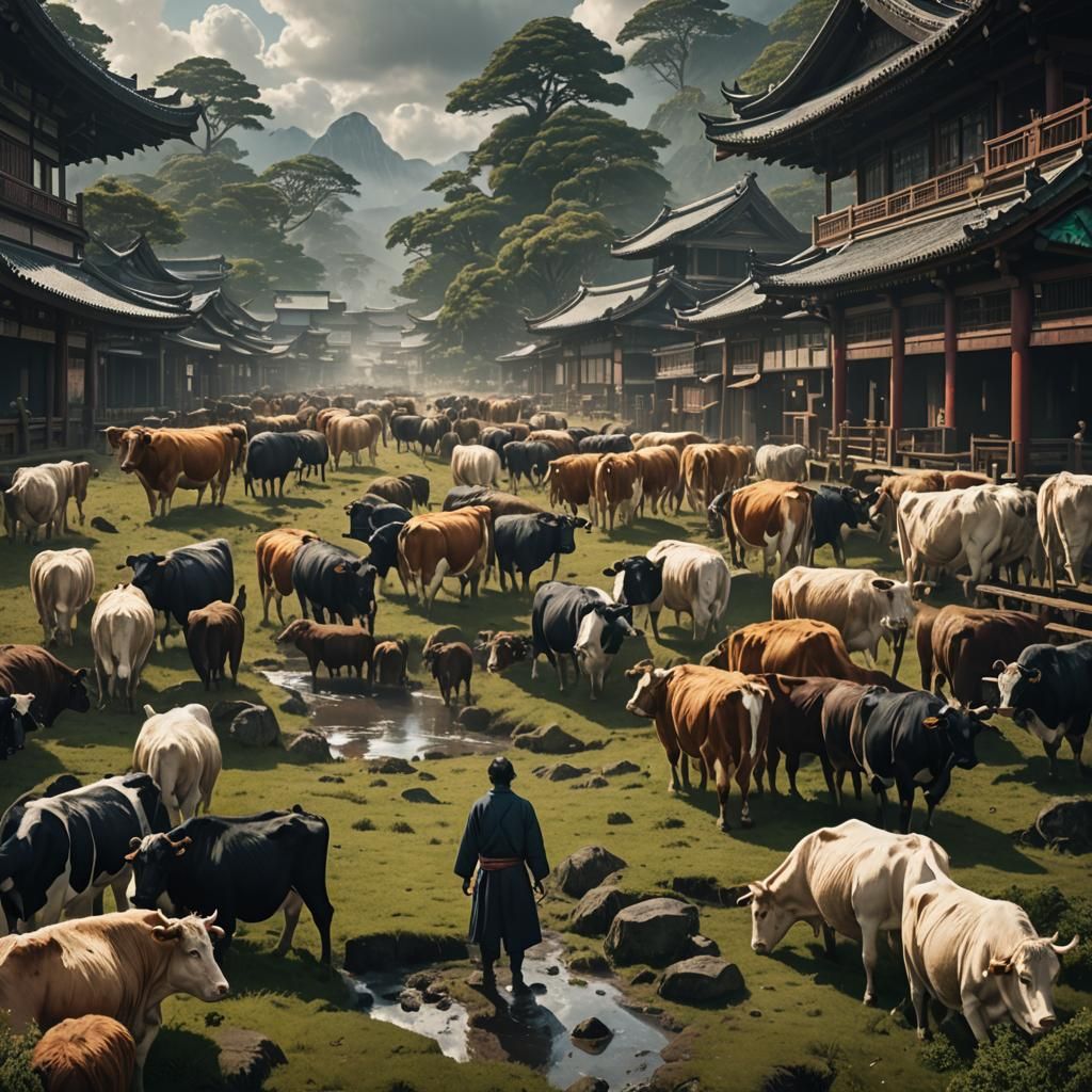 Jujutsu Cows Epic cinematic brilliant stunning intricate met...