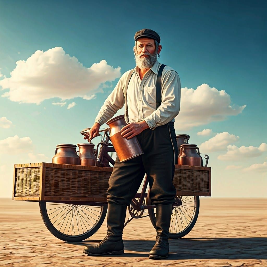 Rustic Jewish Milkman in Traditional Attire