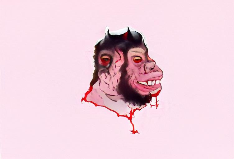 a portrait of a demon ape