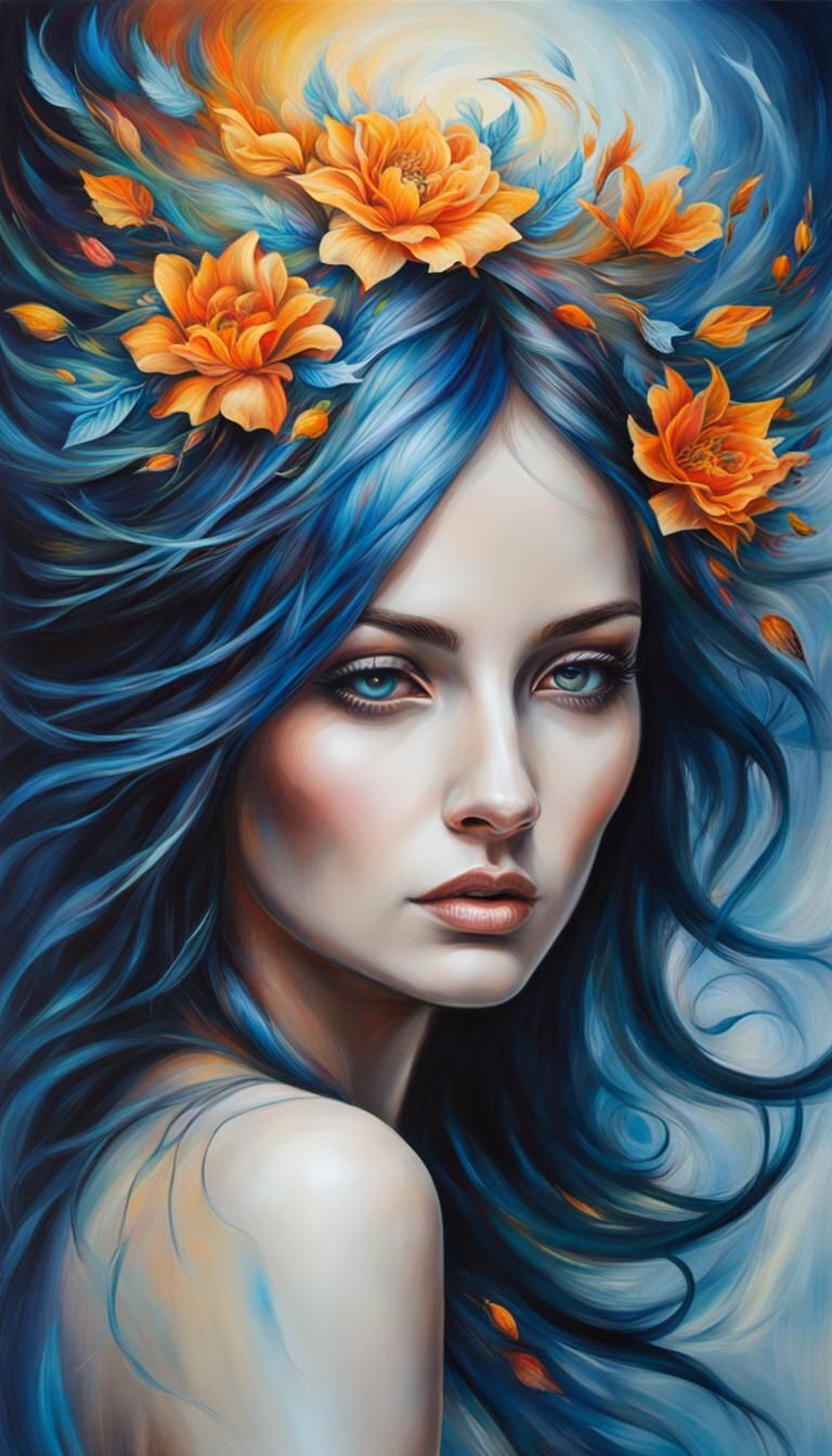 Ethereal Emo Woman: A Hyperdetailed Oil Painting