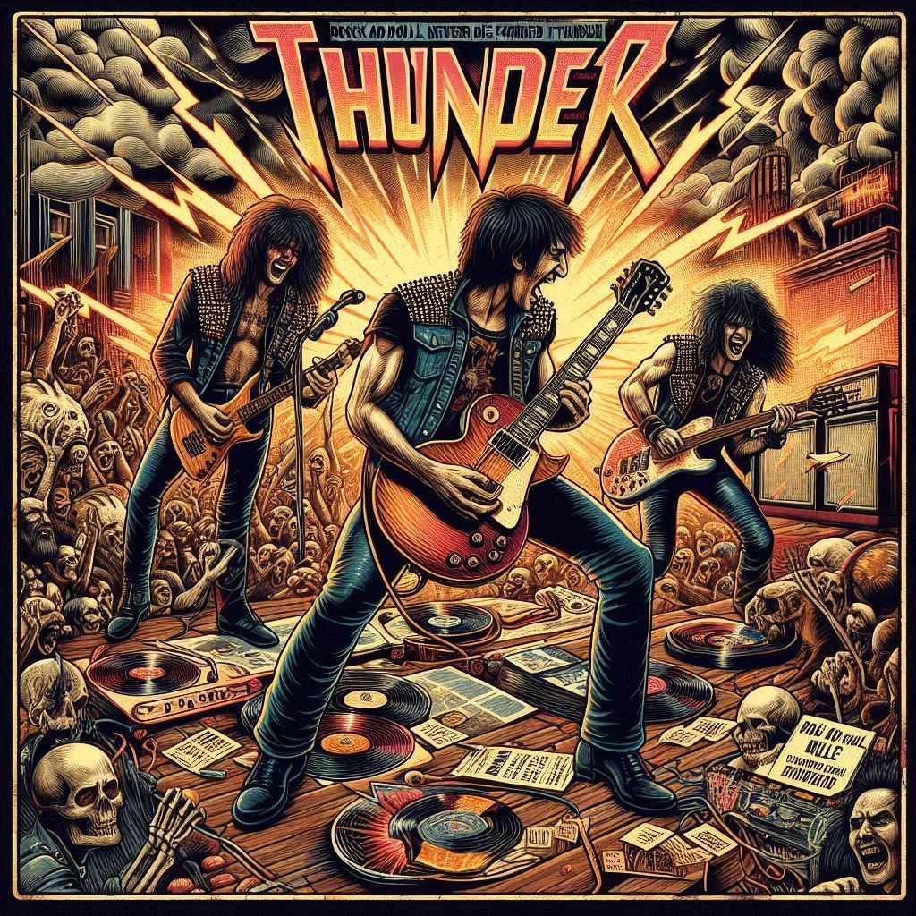 Vinyl records cover sleeve, 'ROCK AND ROLL NEVER DIE' 13