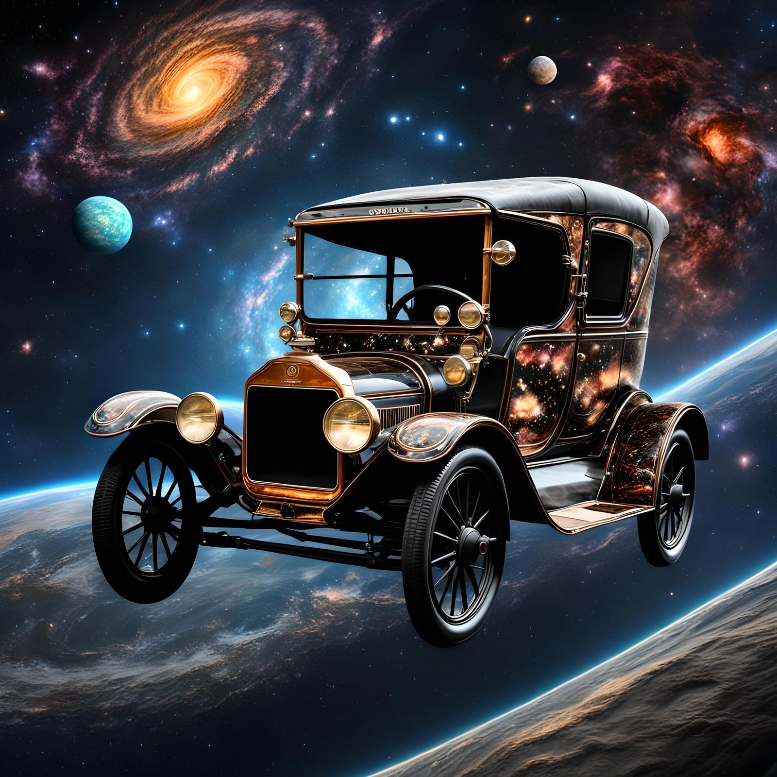 A Model T Floating in Space  by @gothos_the_vain