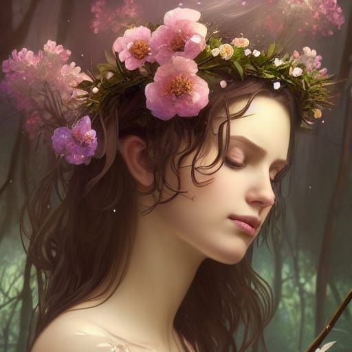 Magical Forest Fairy Portrait in Hyperdetailed Style
