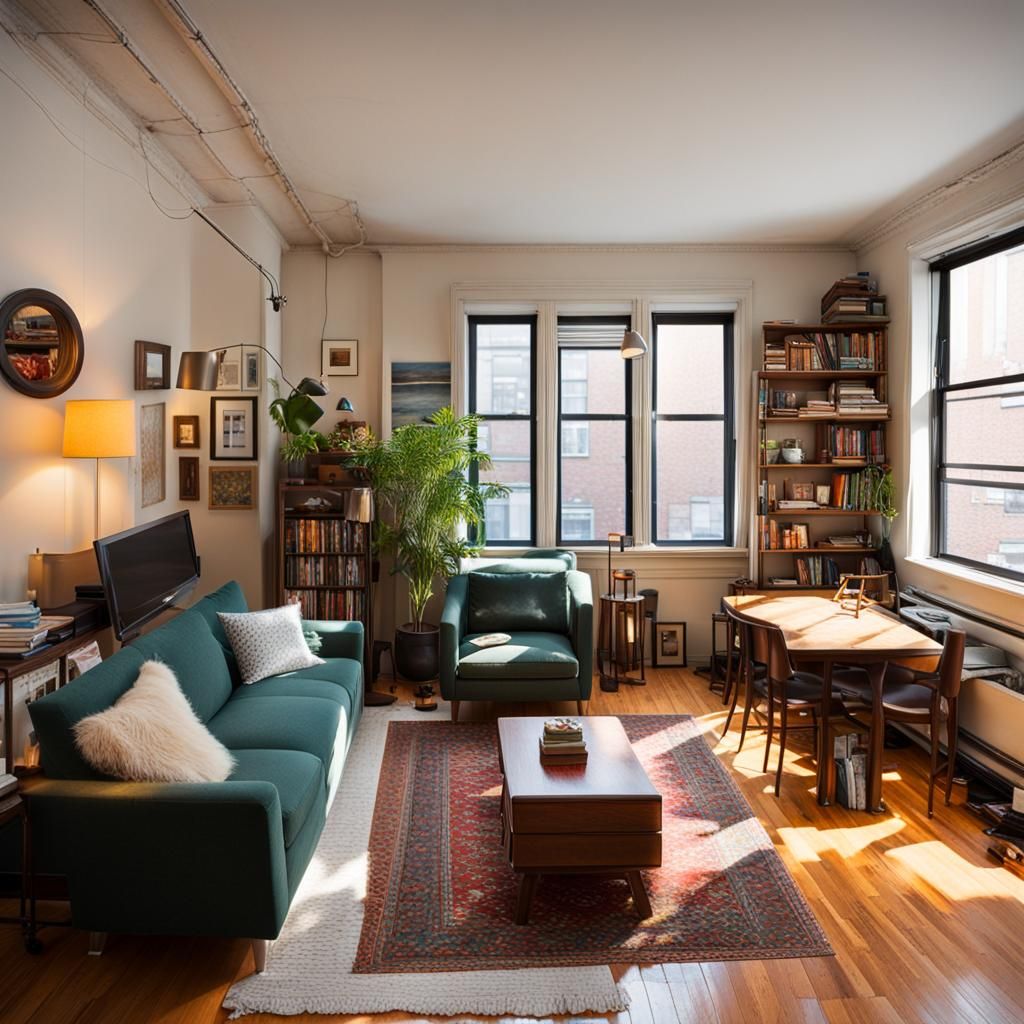 Cozy Brooklyn Apartment Living Room: Natural Light Photograp...