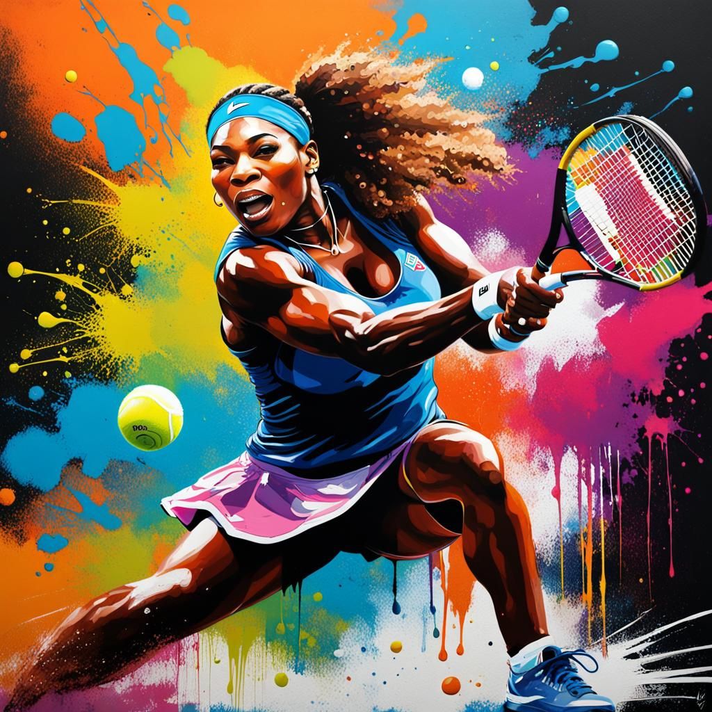 Serena Williams playing a tennis tournament.  by @Victoria Axeroth