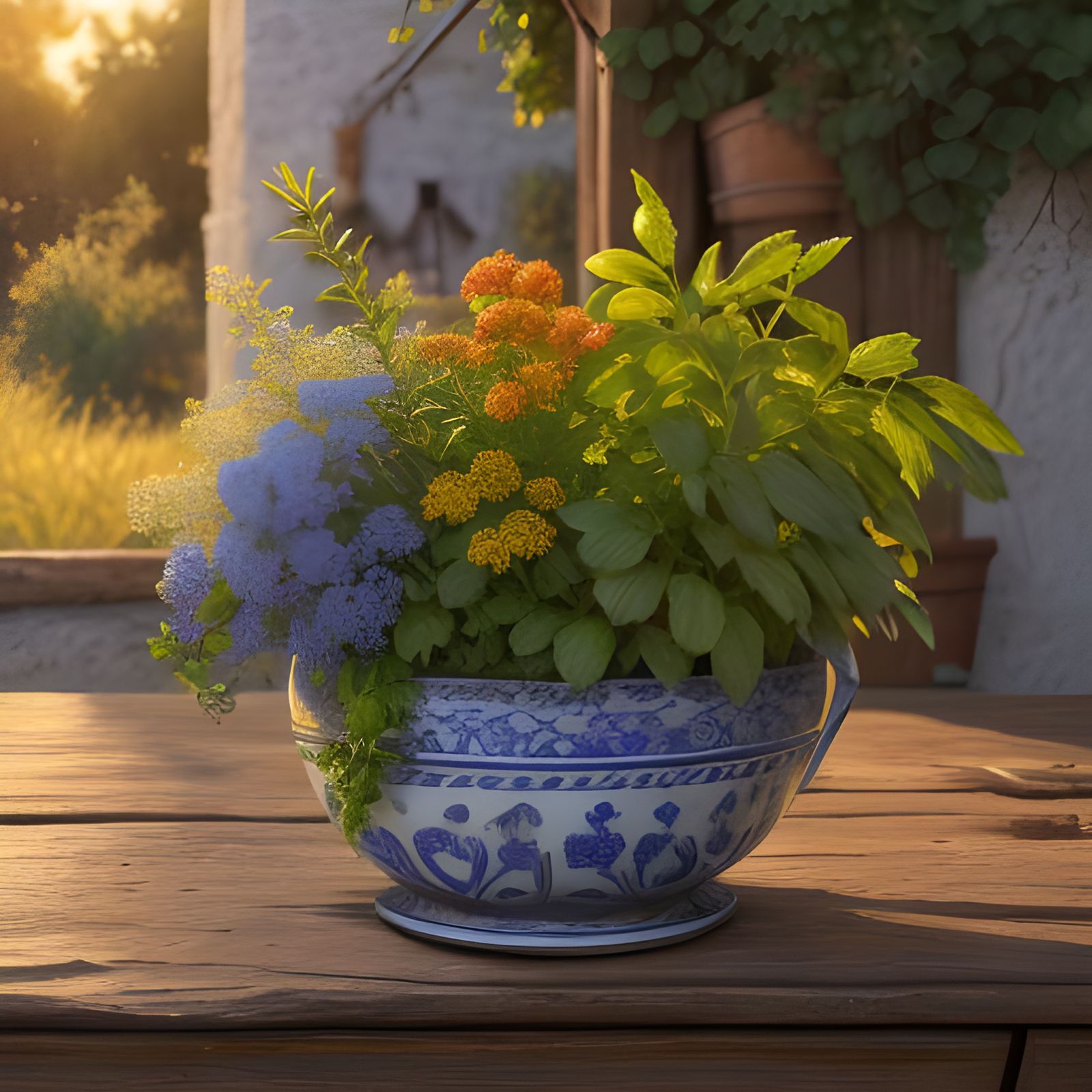 Close-up of different herbs