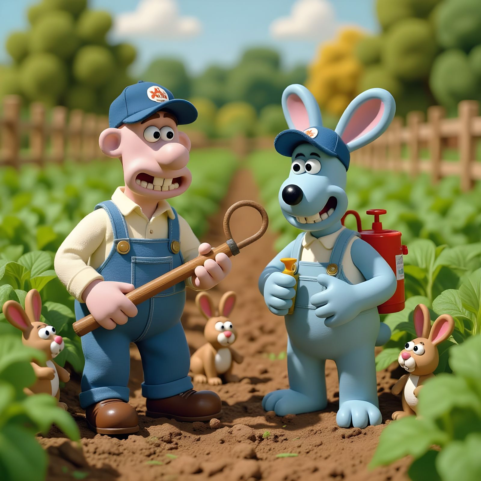  Wallace with Gromit taken over by the Were-Rabbit - Cute AI fail  by @Gary Murakami