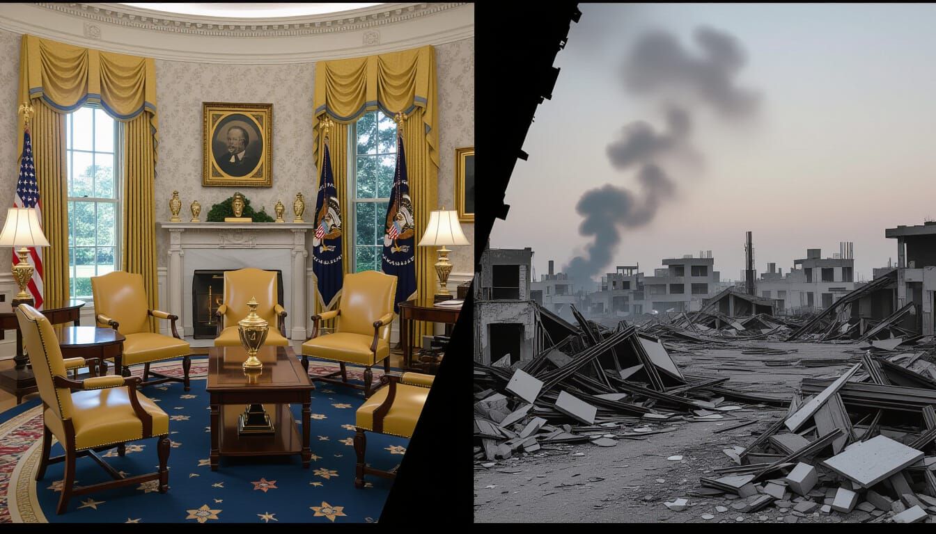 A split screen image with the 2025 Gold Office with gold chairs and gold vases trophies on ...  by @Teagan