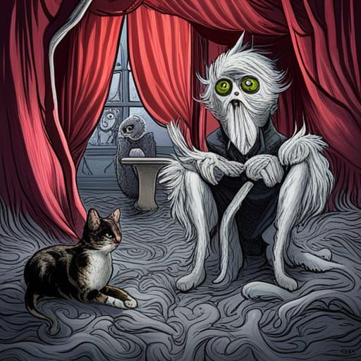 "Cat Horror" sinister horror by Tim Burton Gustave Doré Greg...