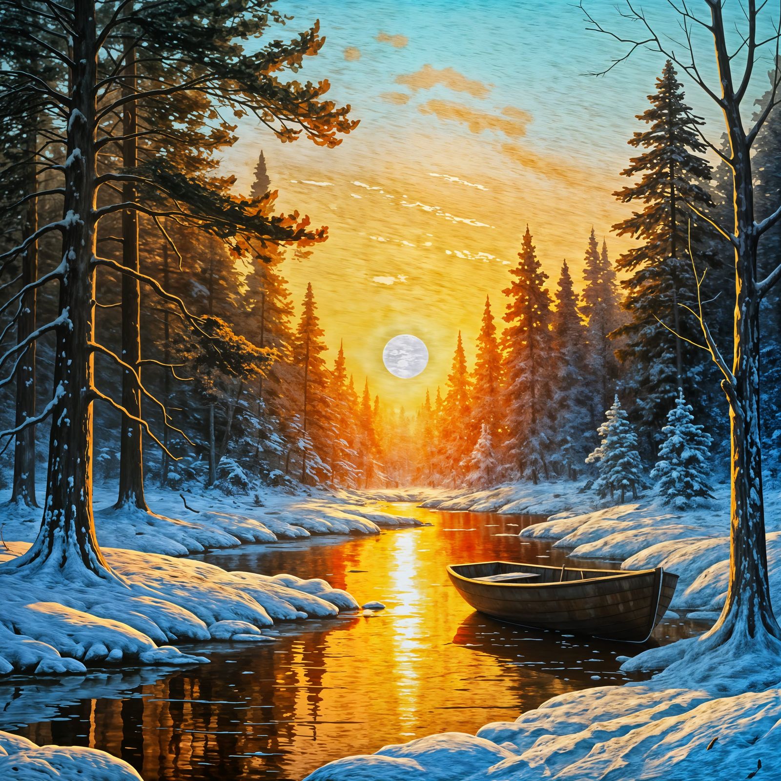 Oil painting of a winter landscape  by @NORLIHAZMA GHAZALI