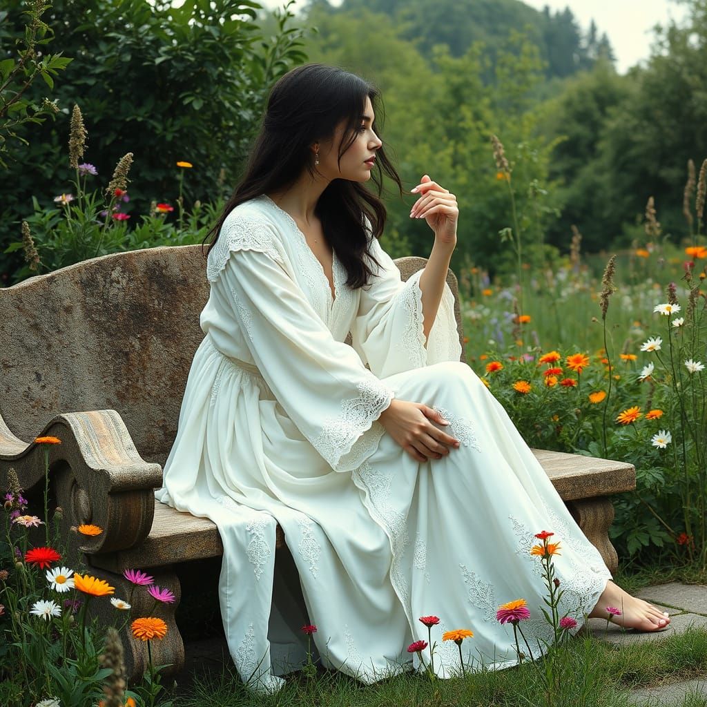 Dreamy Pre-Raphaelite Woman Contemplating Life's Mysteries