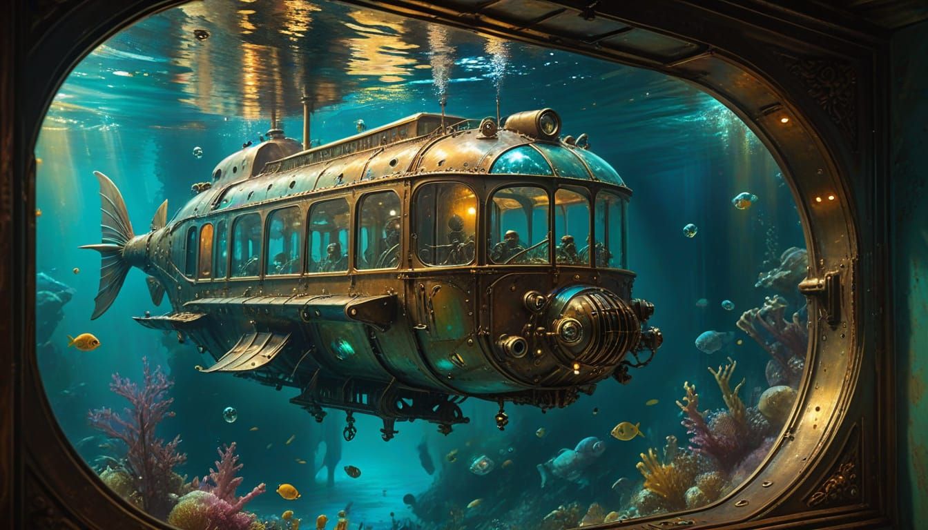 Underwater shuttle arriving at home, ready to dock.