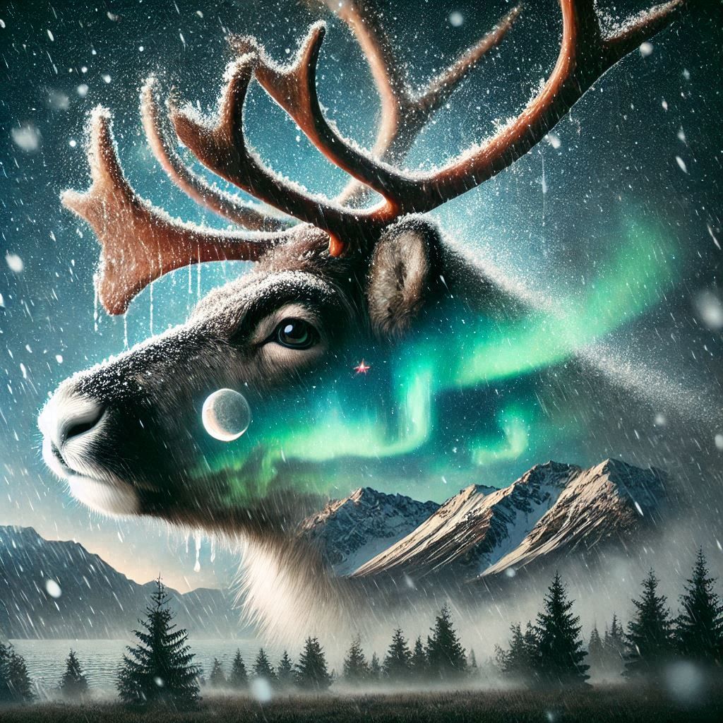 Reindeer double exposure