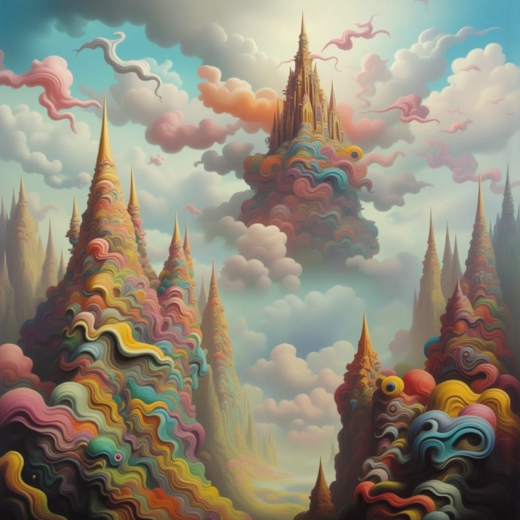 <lora:Surreal Swirls:1.0> City in the clouds