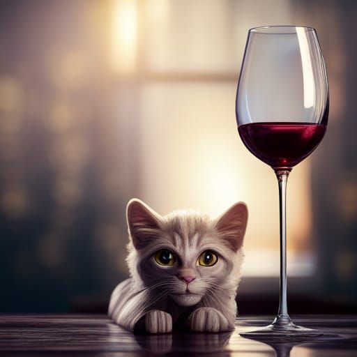 Cat with a glass of wine - AI Generated Artwork - NightCafe Creator