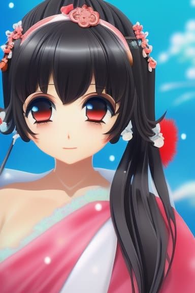 Japanese Anime Broccoli Princess Cosplay, detailed oil paint...