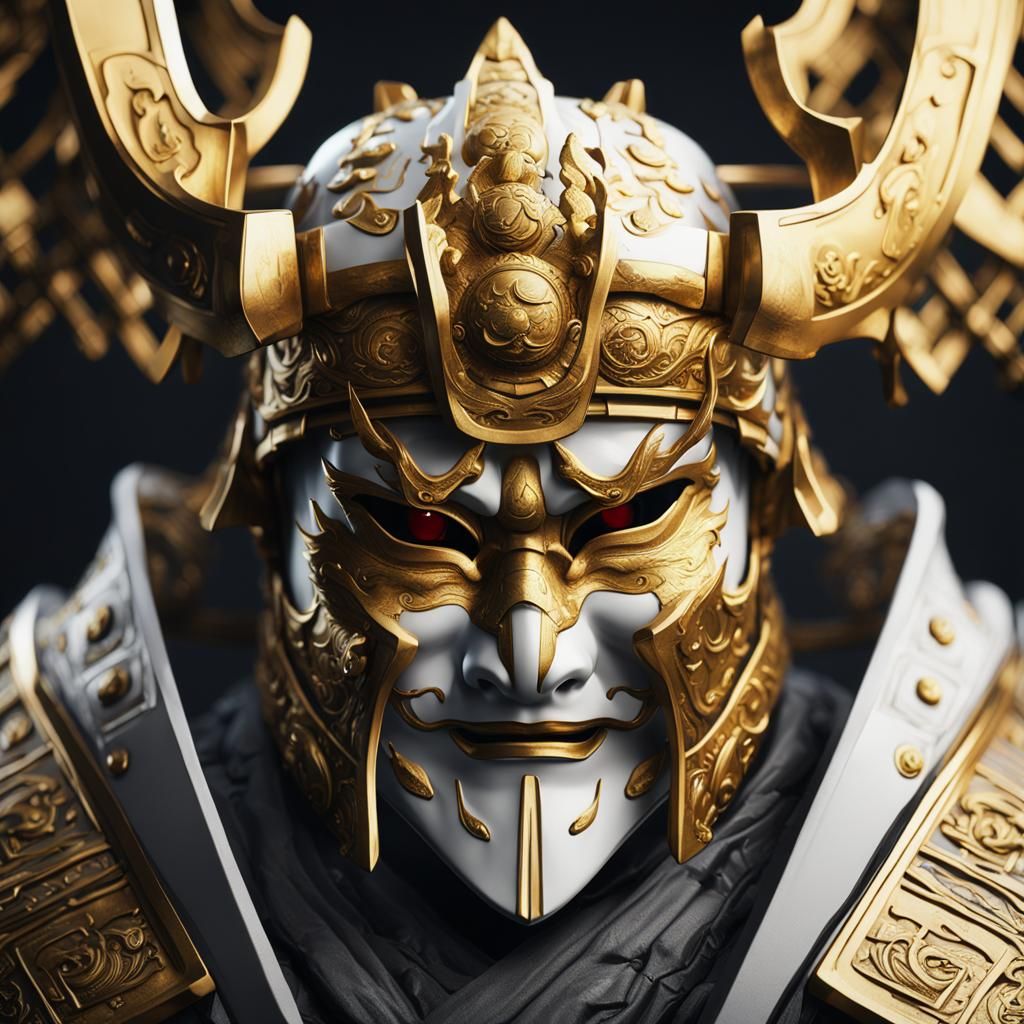 full mask gold and white shogun