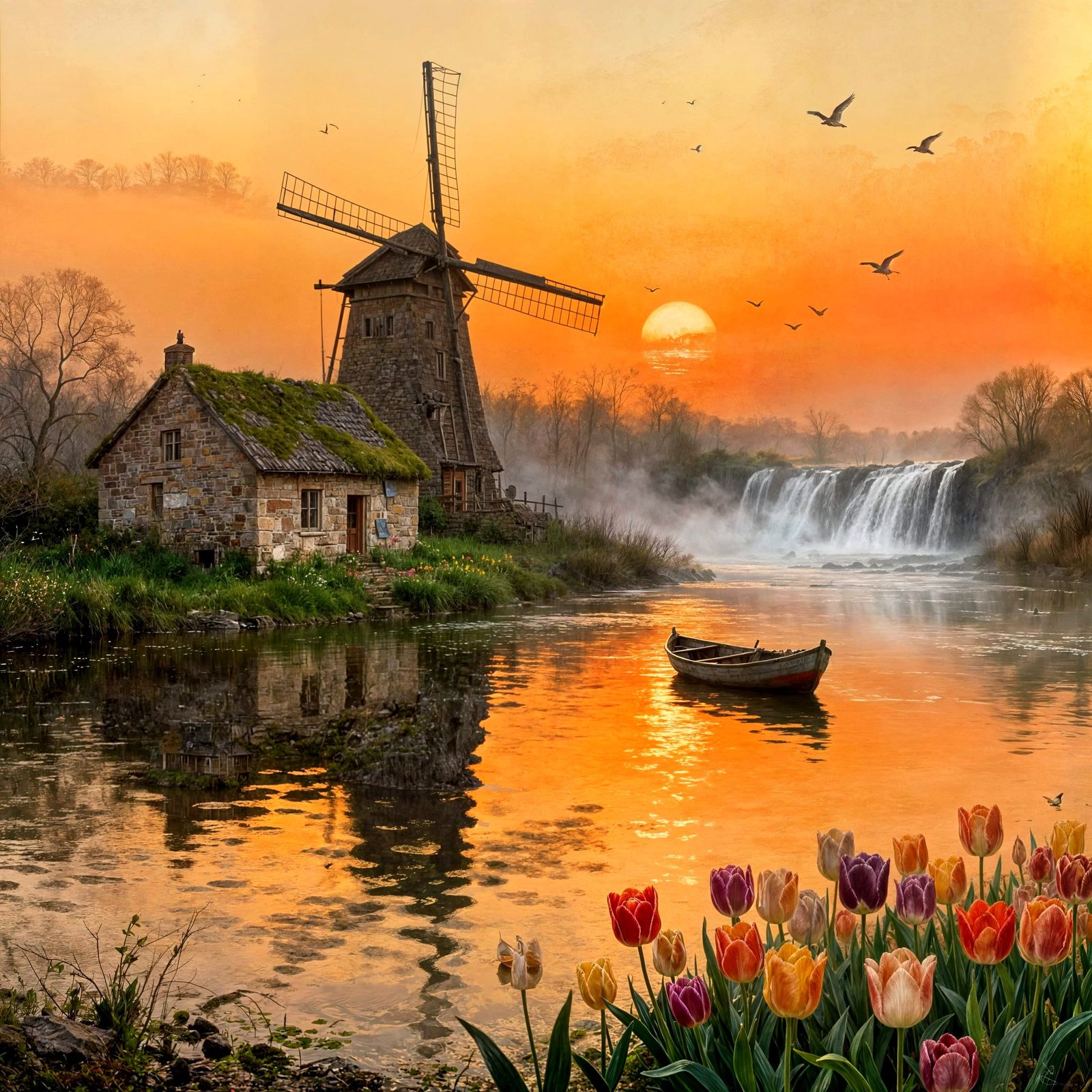 Windmill at sunset  by @Neverland