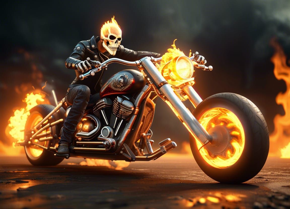 Ghost Rider Chopper - AI Generated Artwork - NightCafe Creator