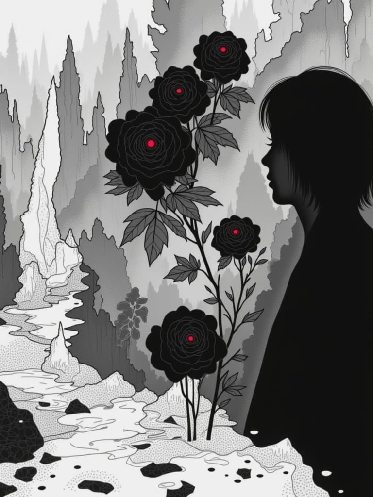 <lora:Graphite:1.0>  Red Roses stand out  as emotions in against graphite grayscale ice tity