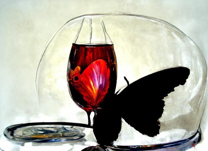 Butterfly in a wine glass