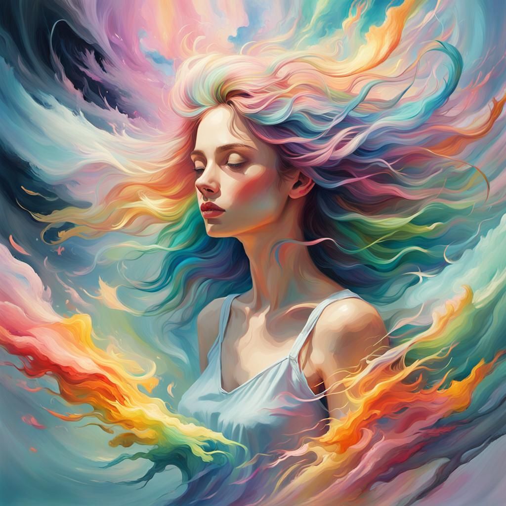 Whimsical Expressionist Model in Pastel Hues