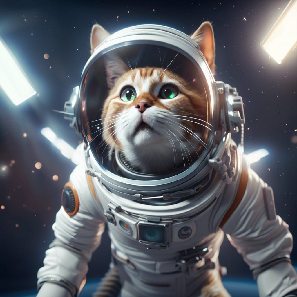 cat whith space suit playing tenis in space whith other dog in the same ...