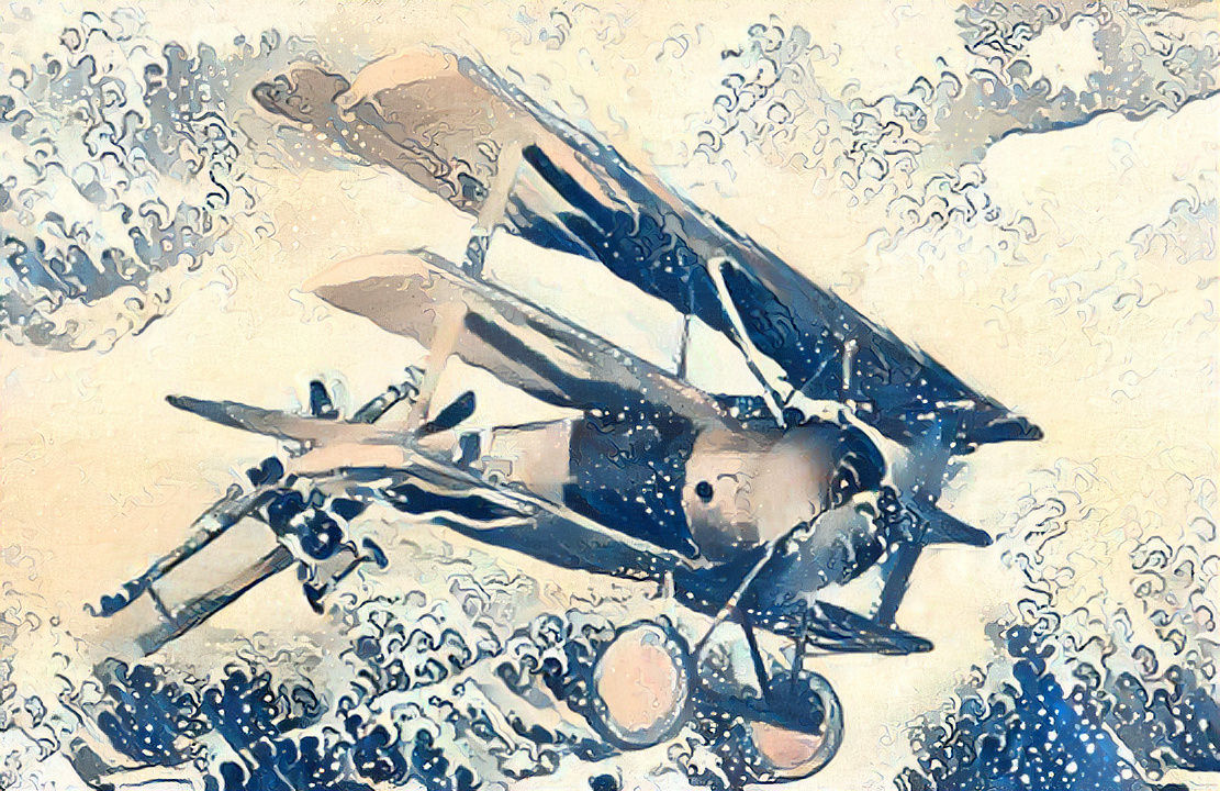 The Fokker Dr1 flying over the ocean