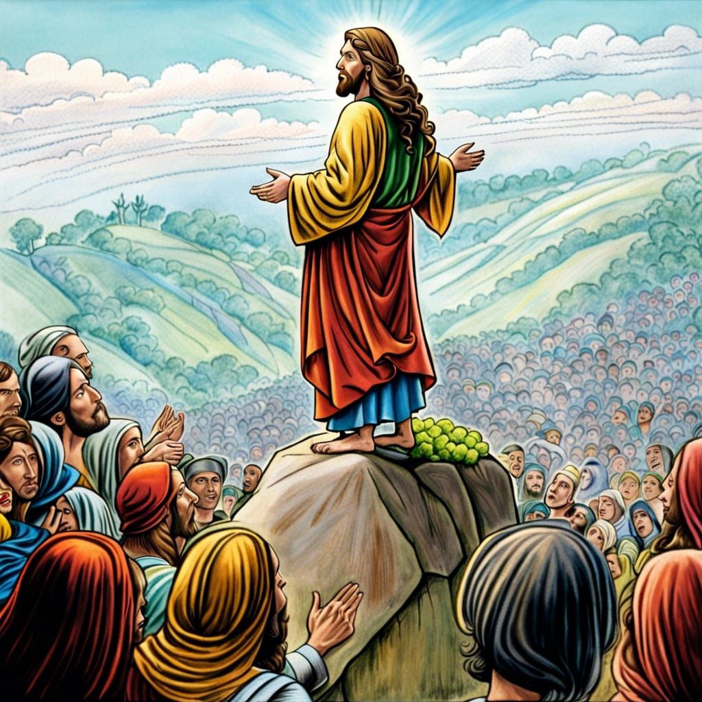 Jesus and the Sermon on the Mount - AI Generated Artwork - NightCafe ...