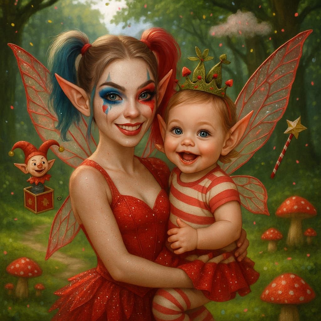 Harlequin and babyquin unconventional fairies.💞
