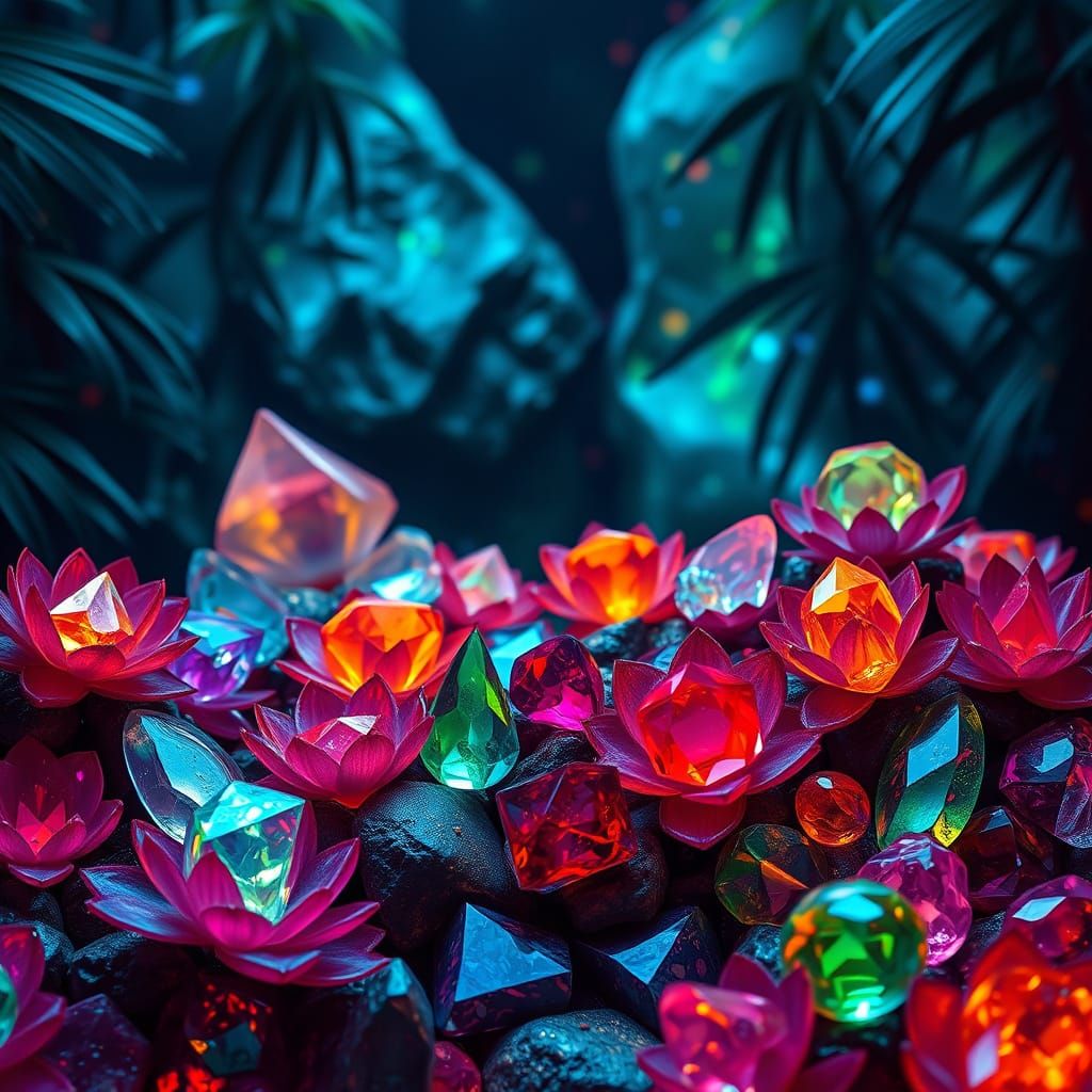 Luxurious Tropical Rainforest Jewel Scene in Epic Digital Pa...