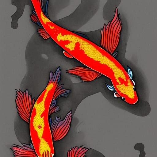 Two Koi in a pond
