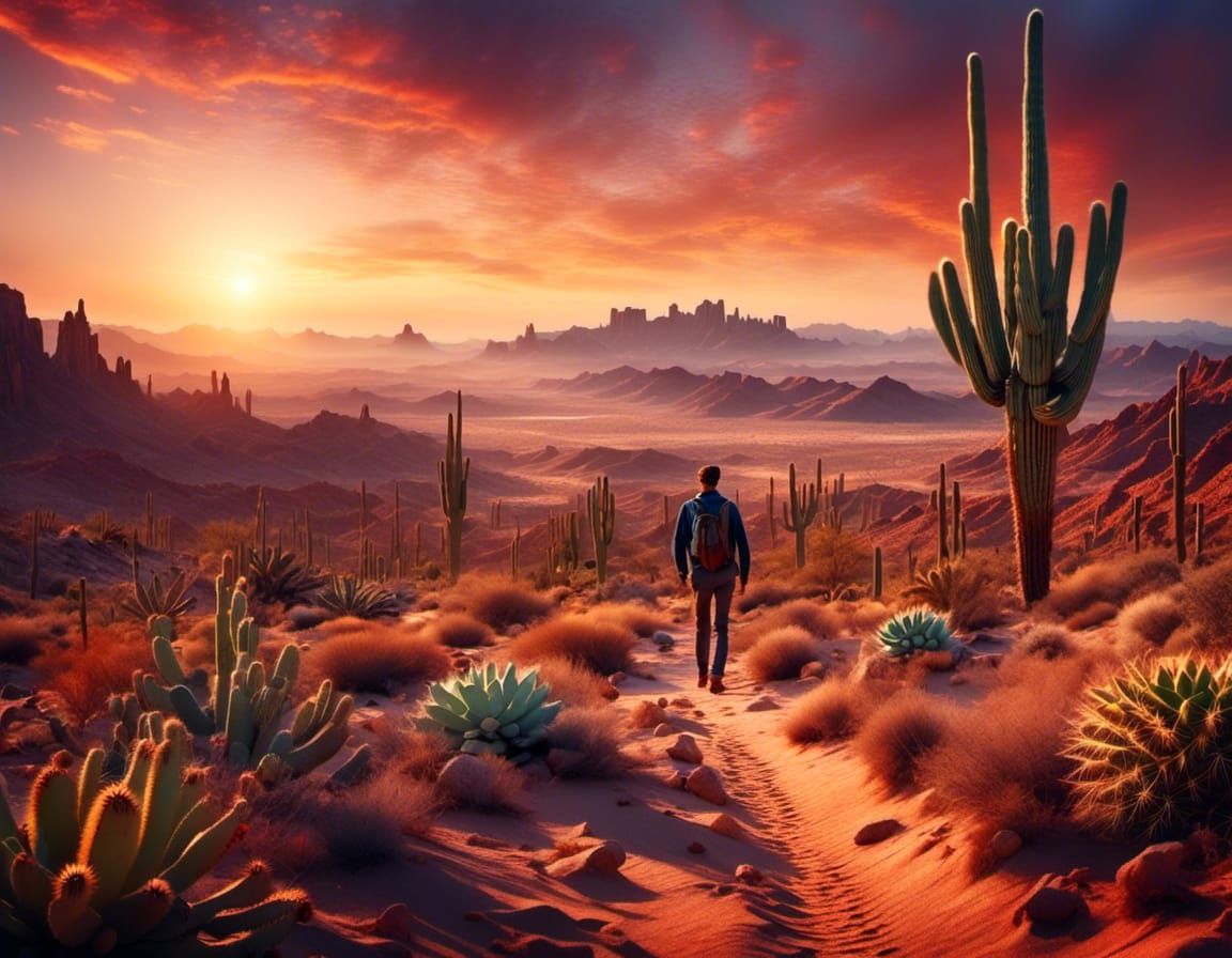 Man Walking In The Senoran Desert