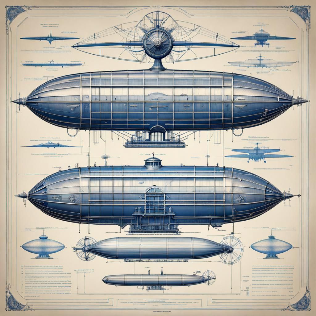 Ancient airship blueprint - AI Generated Artwork - NightCafe Creator