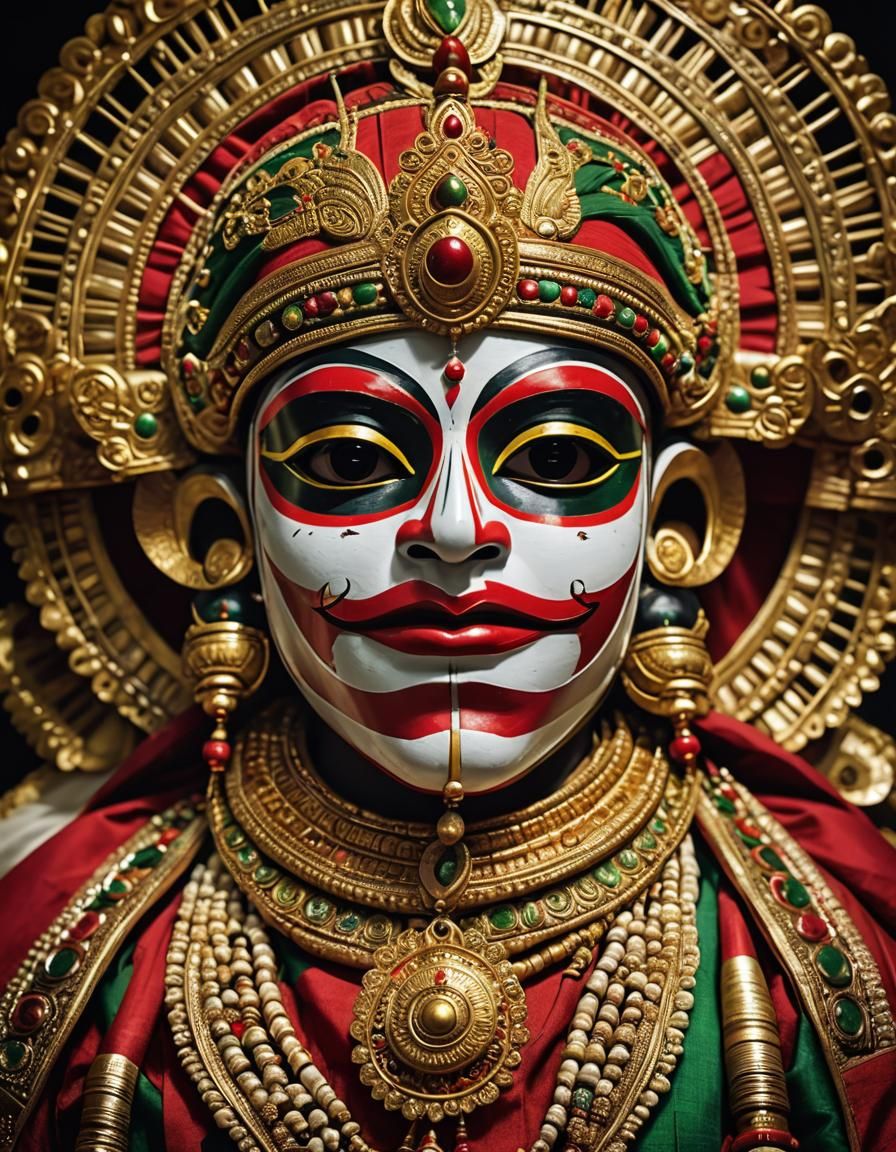 Traditional Kathakali Mask worn by Kathakali classical dance...