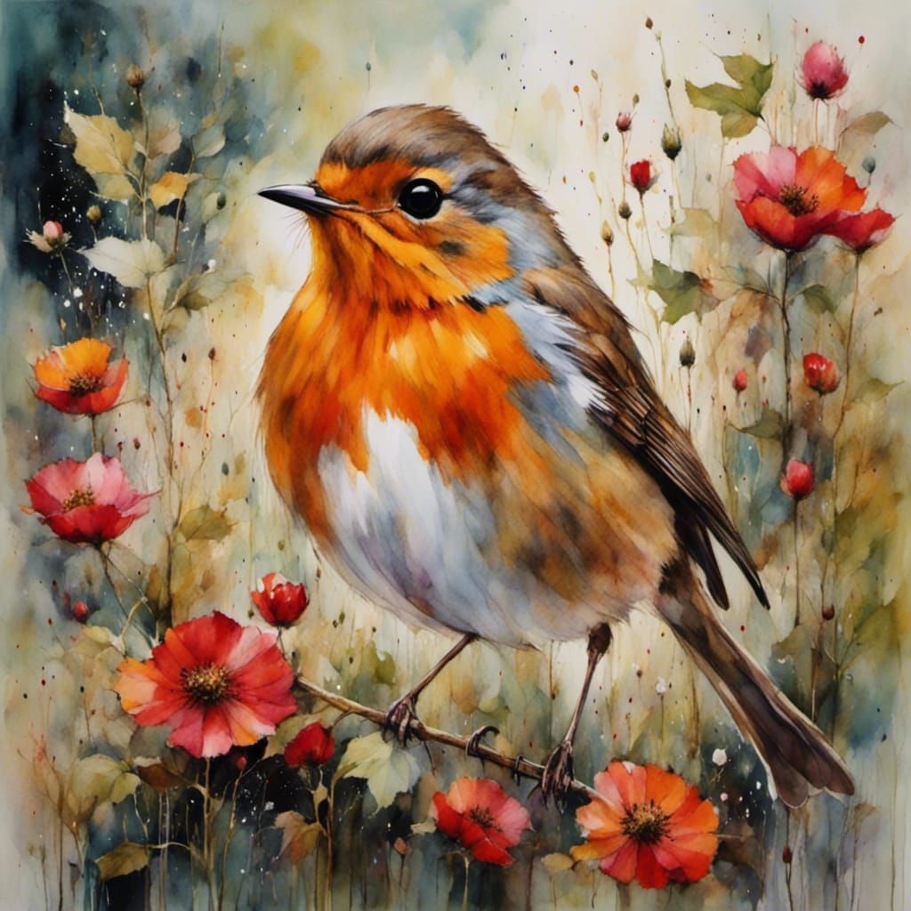 the robin, by <lora:a gentle world:1.0> 