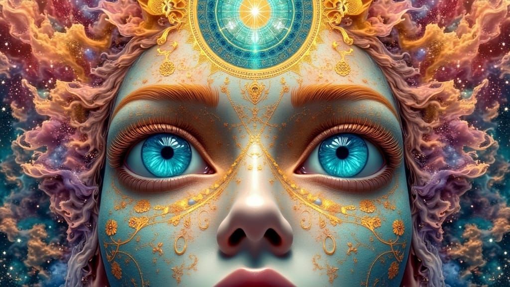 Surreal Dream Goddess Unfolds Blueprints for Harmony and Abu...