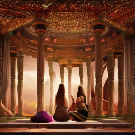 Women praying in a temple