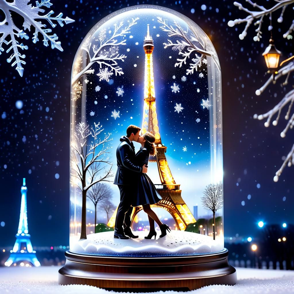 French Kiss Snow Globe - AI Generated Artwork - NightCafe Creator