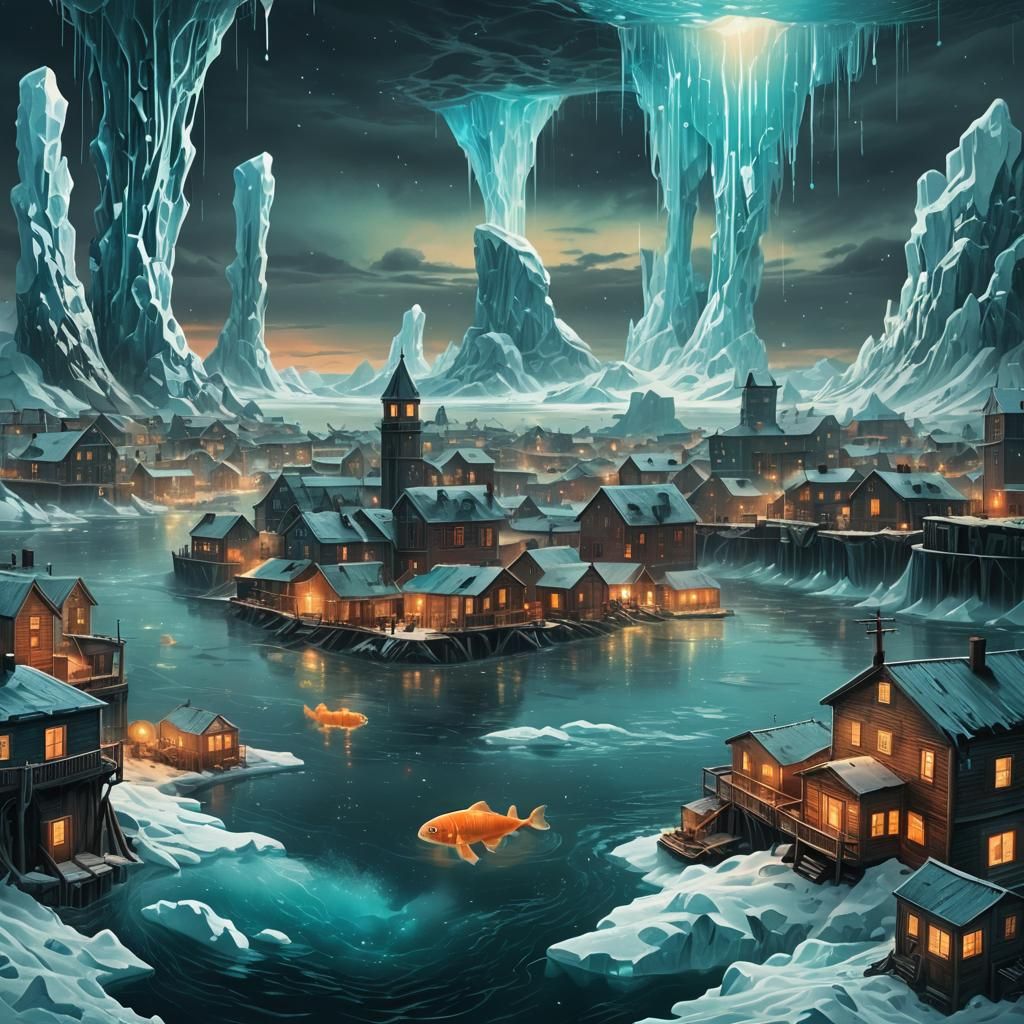 arctic completely melted to water flooding towns