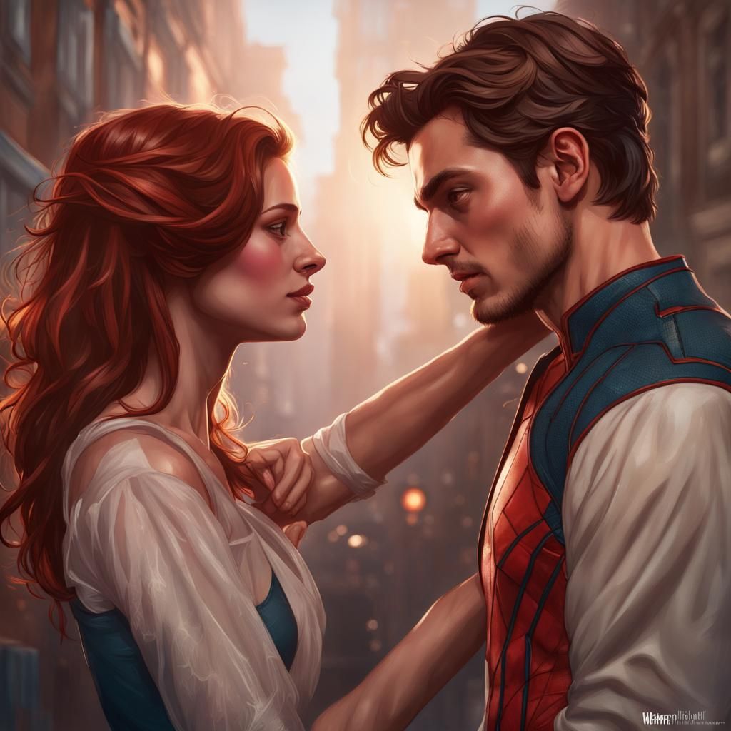 Peter Parker as Romeo and Mary Jane Watson as Juliet on stage - AI ...