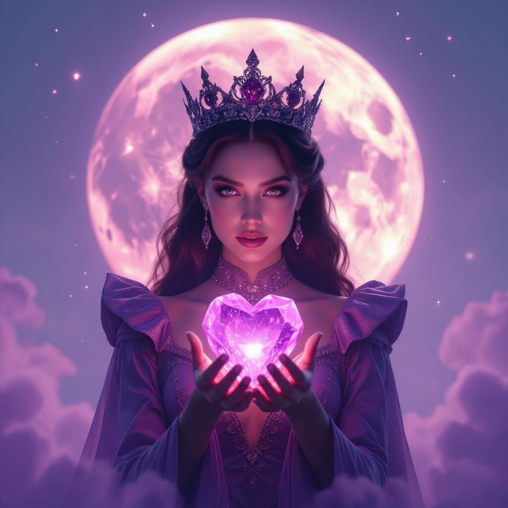 “purple gradient”

“cosmic background”

“smoke soft”

“galaxy dust” 

queen of hearts met lenormandkaarten in de handen 
schittering in de o...