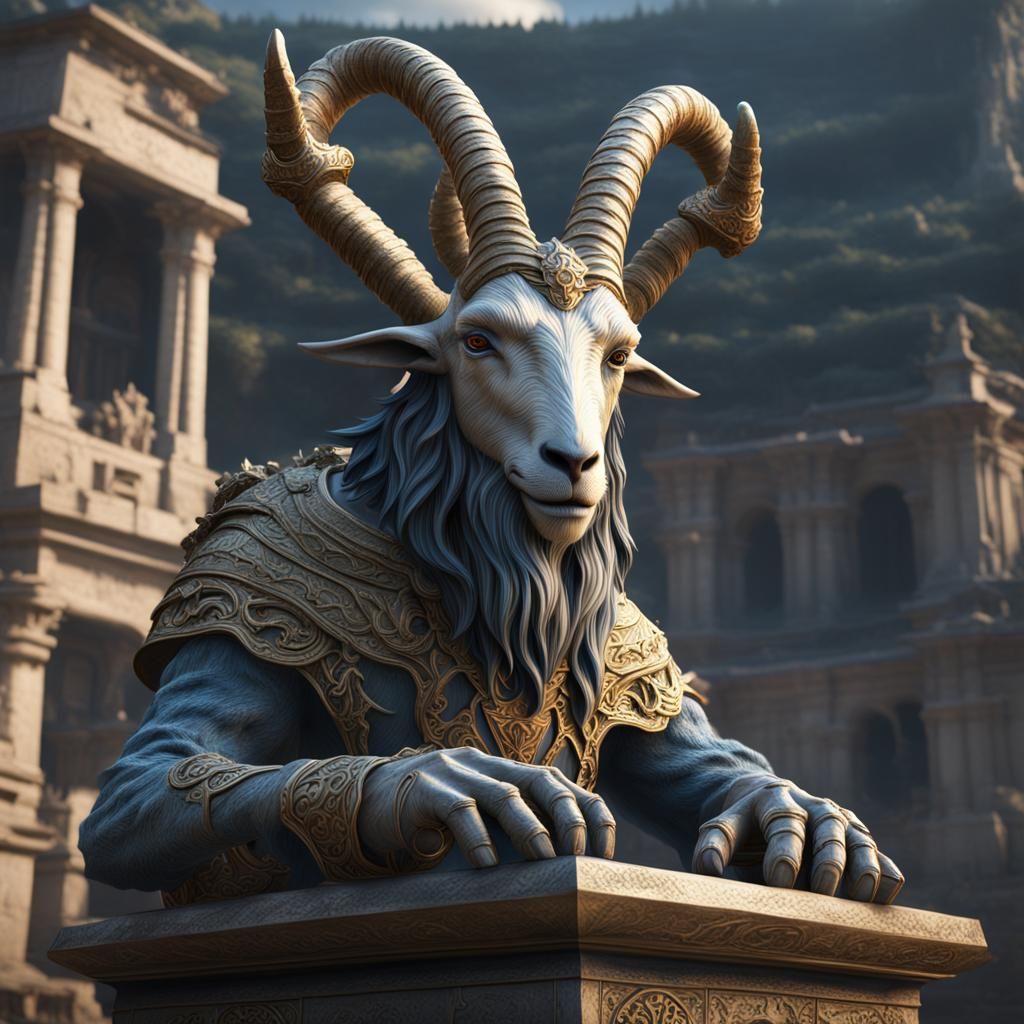 Statue of a Goatman- half man, half goat, with clovan hooves