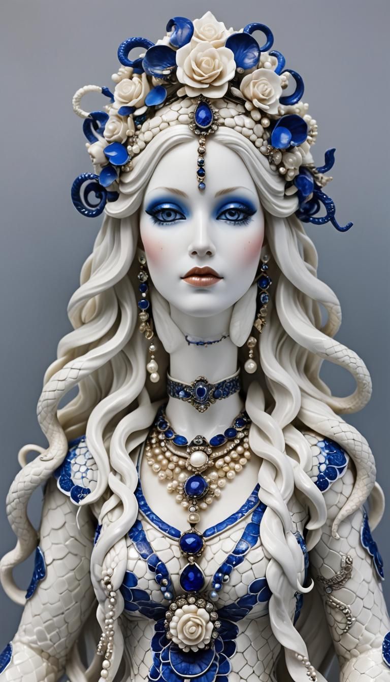 Snake Goddess Porcelain Figurine #6