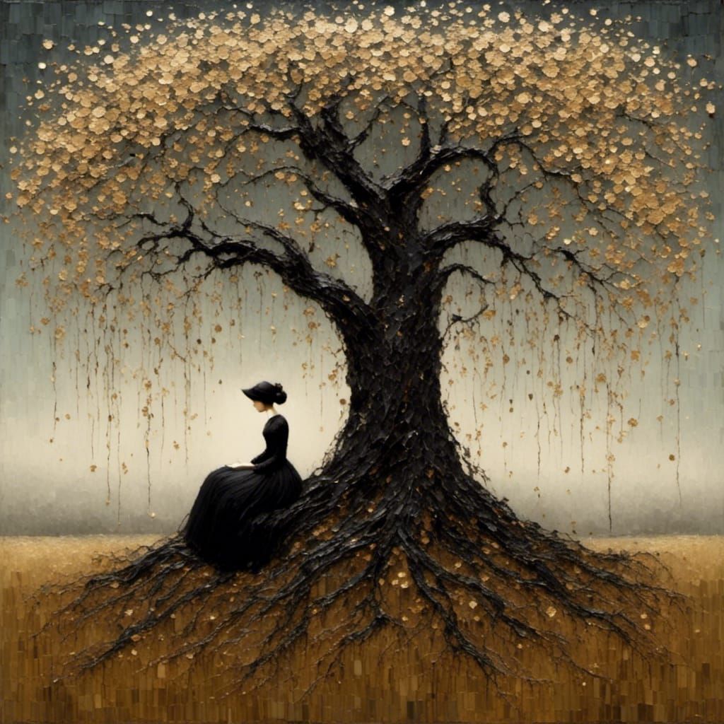woman, sitting under a tree<lora:GothicDream:1.0>