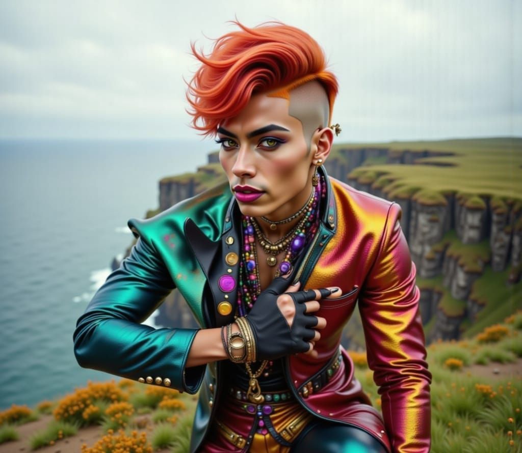 slightly more feminine Genderfluid genderqueer Strikingly attractive, genderfluid person, Indonesian and Irish features full lips sharp chee...