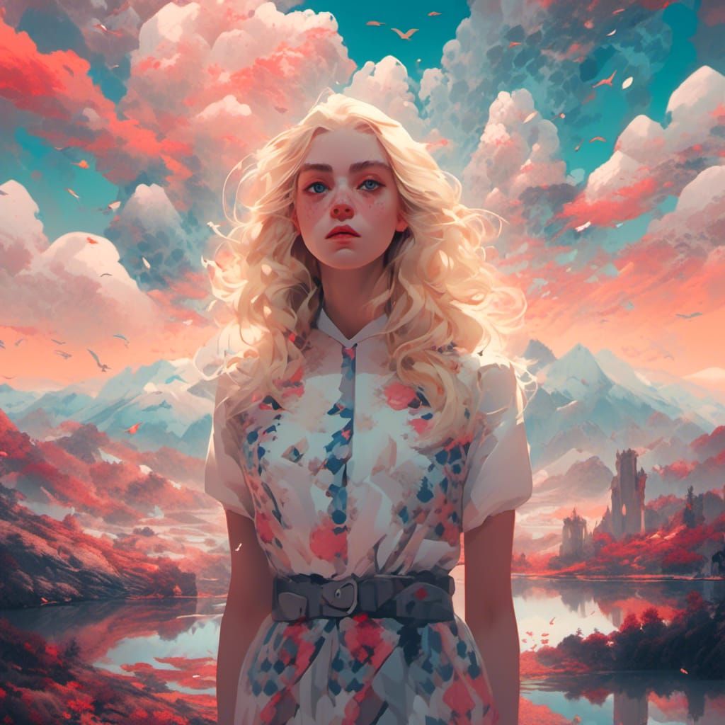 Eerie Cinematic Photo of Woman in Surreal Landscape