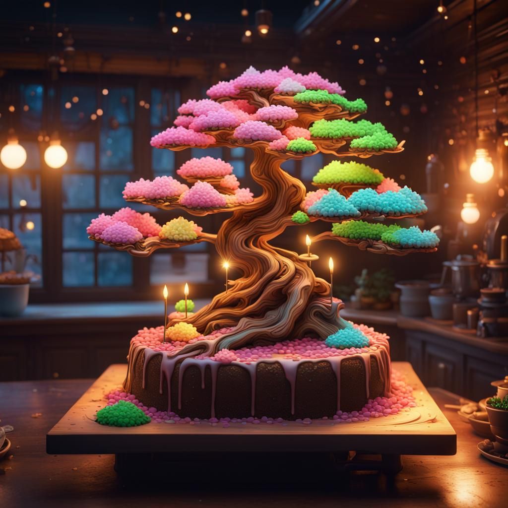 Bonsai-Tree Cake!  by @In The Dream Realm