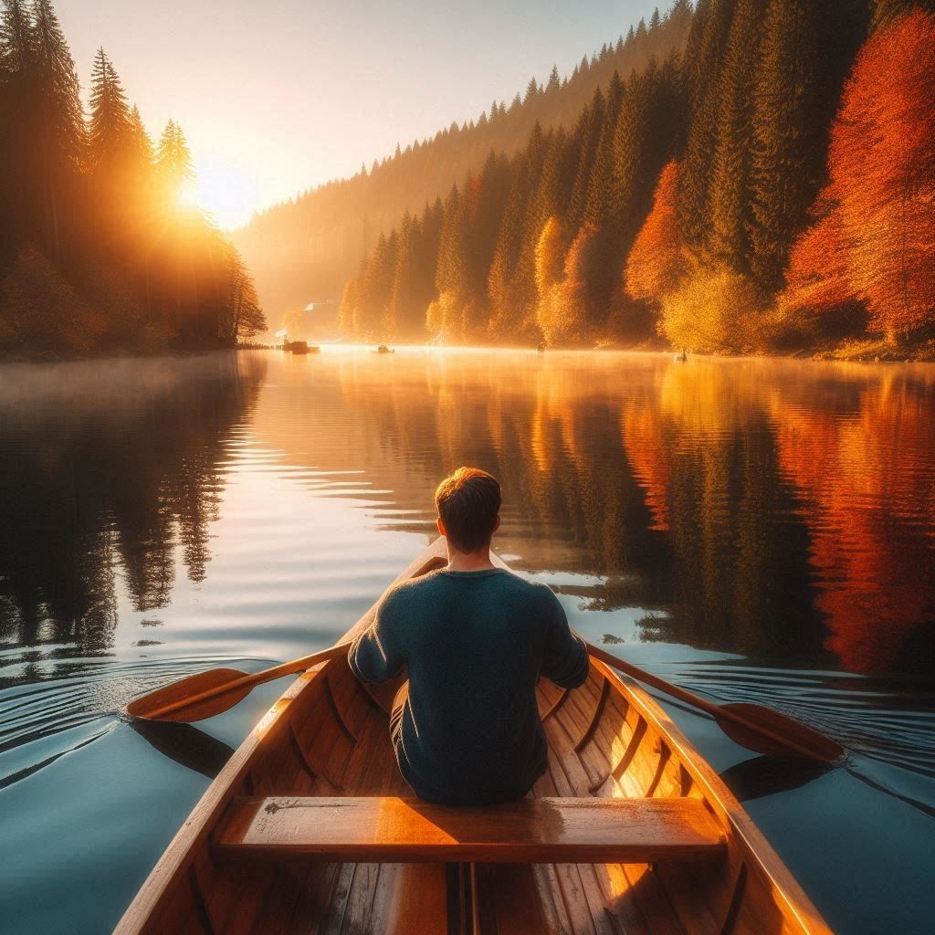 “Tranquil Waters: A Solitary Journey Through Fall”